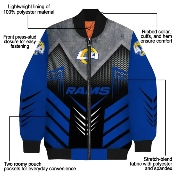 los angeles rams arrow layer blue black bomber jacket new arrival