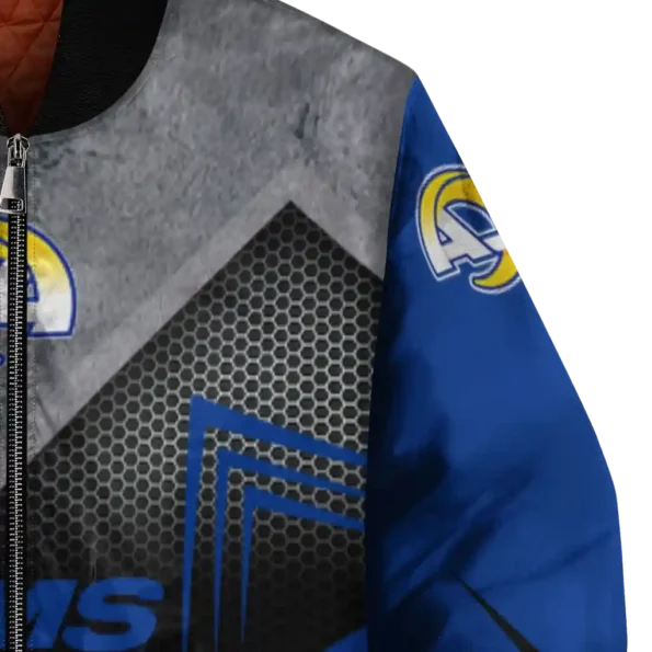 los angeles rams arrow layer blue black bomber jacket premium grade