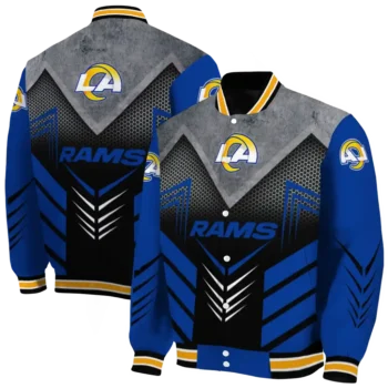 los angeles rams arrow layer blue black varsity jacket fashion forward