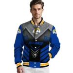 los angeles rams arrow layer blue black varsity jacket best selling