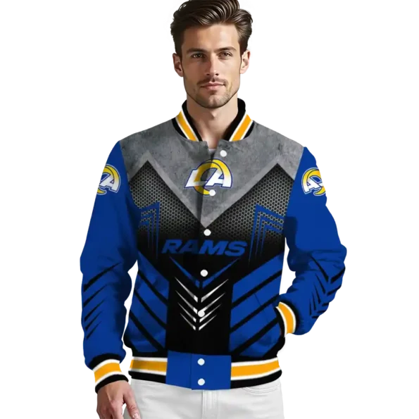 los angeles rams arrow layer blue black varsity jacket high quality