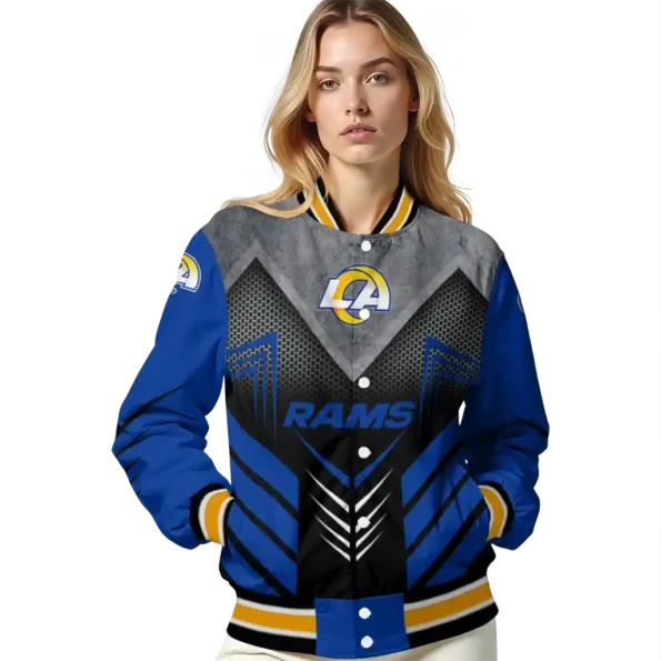 los angeles rams arrow layer blue black varsity jacket latest model
