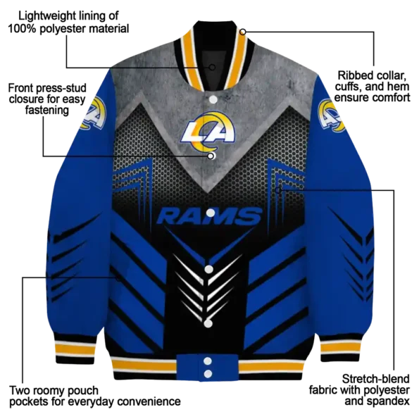 los angeles rams arrow layer blue black varsity jacket new arrival