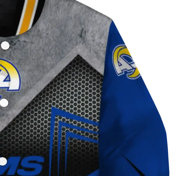 los angeles rams arrow layer blue black varsity jacket premium grade