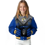 los angeles rams arrow layer blue black varsity jacket best selling