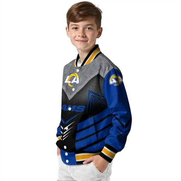 los angeles rams arrow layer blue black varsity jacket trendy