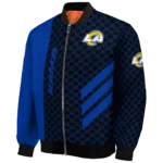 los angeles rams triple side stripes blue black bomber jacket best selling