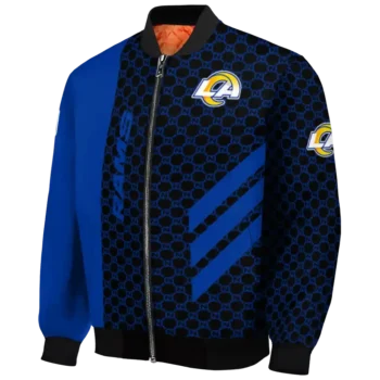 los angeles rams triple side stripes blue black bomber jacket best selling
