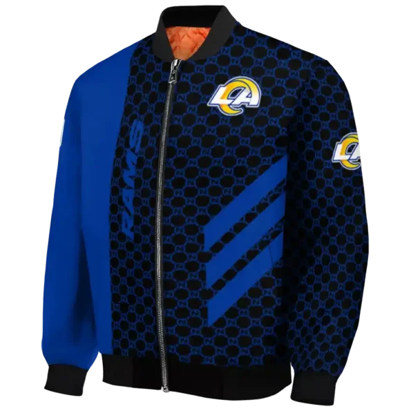 los angeles rams triple side stripes blue black bomber jacket best selling