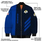 los angeles rams triple side stripes blue black bomber jacket best selling