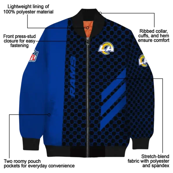 los angeles rams triple side stripes blue black bomber jacket new arrival
