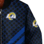 los angeles rams triple side stripes blue black bomber jacket best selling