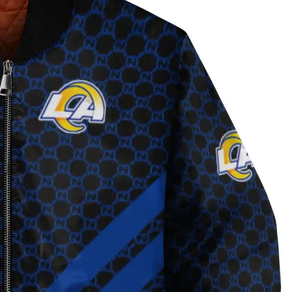 los angeles rams triple side stripes blue black bomber jacket premium grade