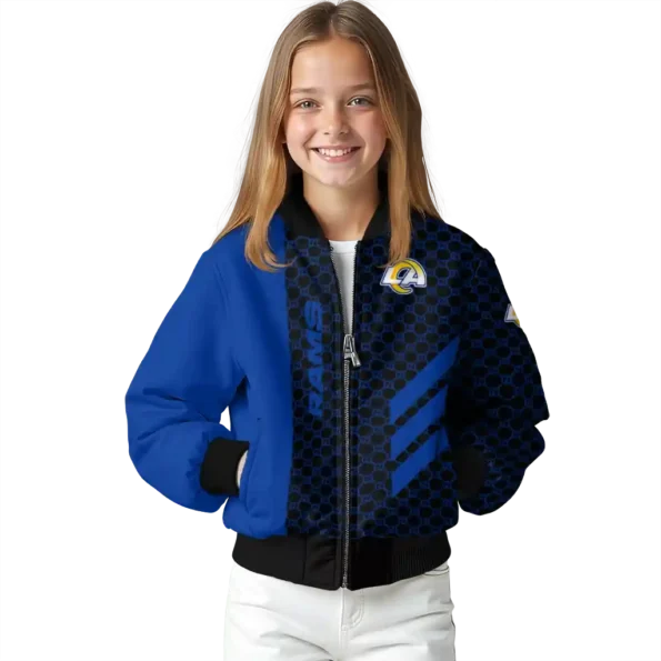 los angeles rams triple side stripes blue black bomber jacket top rated