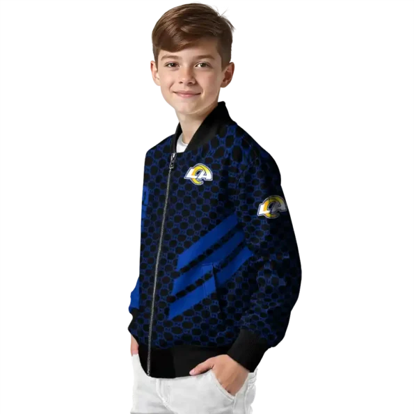 los angeles rams triple side stripes blue black bomber jacket trendy