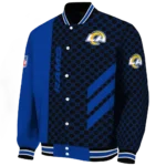 los angeles rams triple side stripes blue black varsity jacket best selling