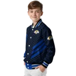los angeles rams triple side stripes blue black varsity jacket best selling