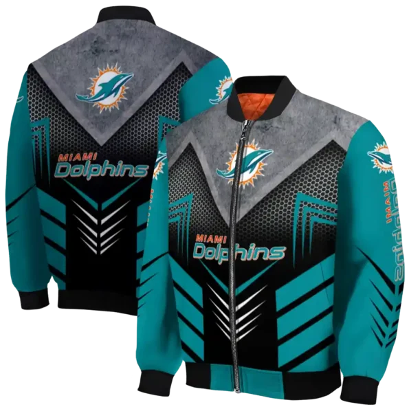 miami dolphins arrow layer aqua black bomber jacket fashion forward