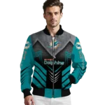miami dolphins arrow layer aqua black bomber jacket best selling