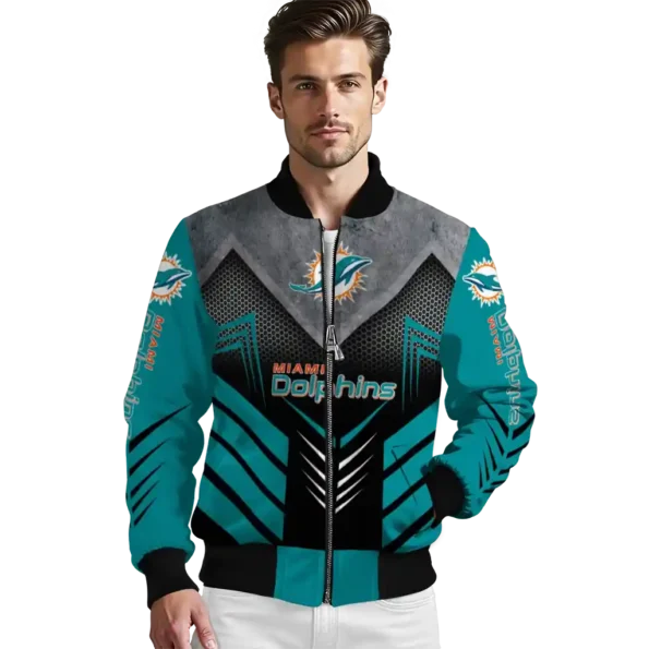 miami dolphins arrow layer aqua black bomber jacket high quality