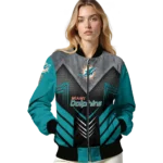 miami dolphins arrow layer aqua black bomber jacket best selling