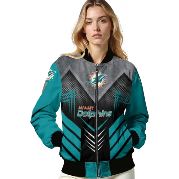 miami dolphins arrow layer aqua black bomber jacket latest model