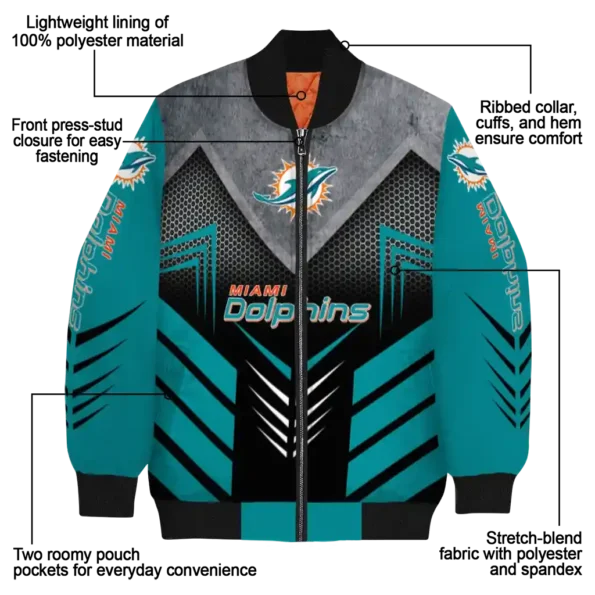 miami dolphins arrow layer aqua black bomber jacket new arrival