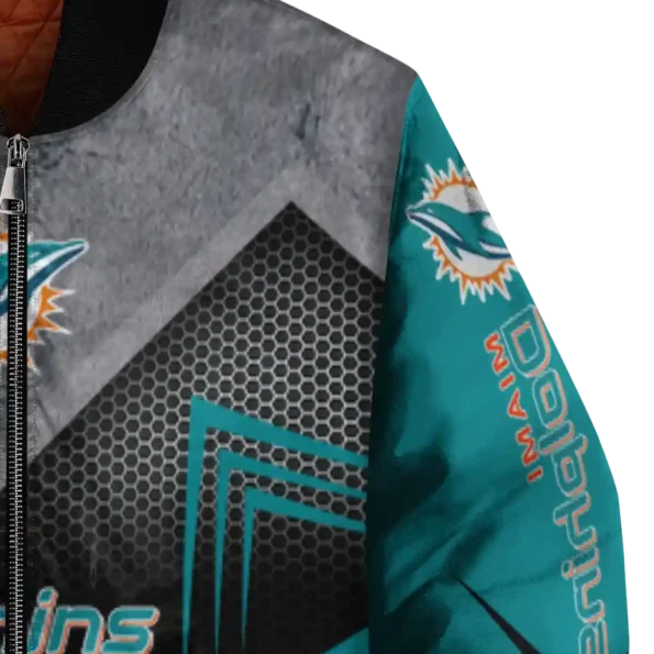 miami dolphins arrow layer aqua black bomber jacket premium grade