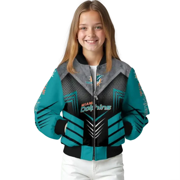 miami dolphins arrow layer aqua black bomber jacket top rated