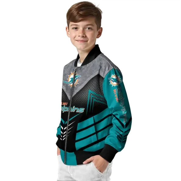 miami dolphins arrow layer aqua black bomber jacket trendy
