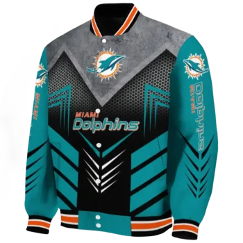 miami dolphins arrow layer aqua black varsity jacket best selling