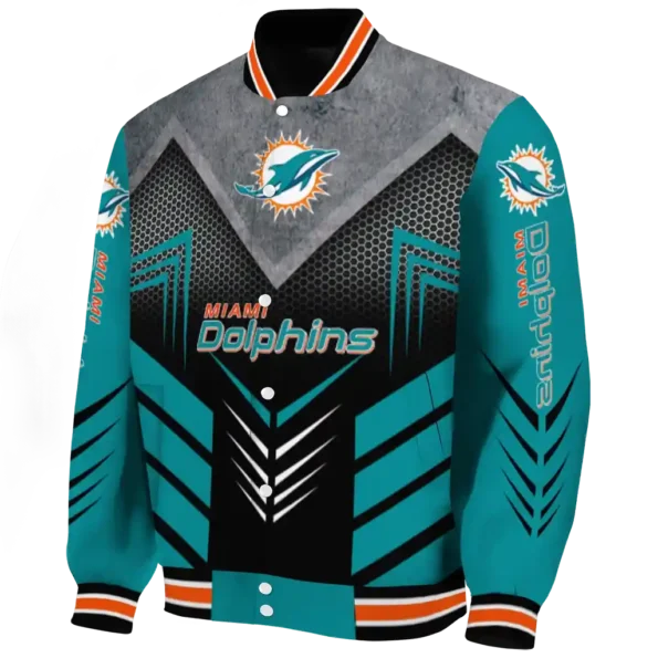 miami dolphins arrow layer aqua black varsity jacket best selling