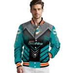 miami dolphins arrow layer aqua black varsity jacket best selling