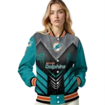 miami dolphins arrow layer aqua black varsity jacket best selling