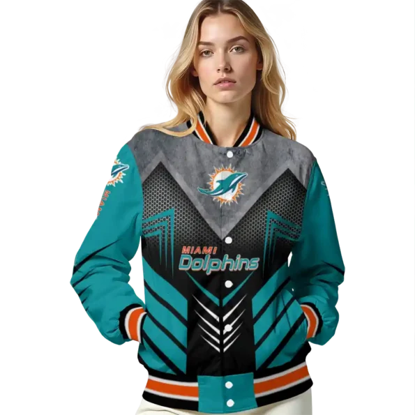 miami dolphins arrow layer aqua black varsity jacket latest model