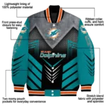 miami dolphins arrow layer aqua black varsity jacket best selling