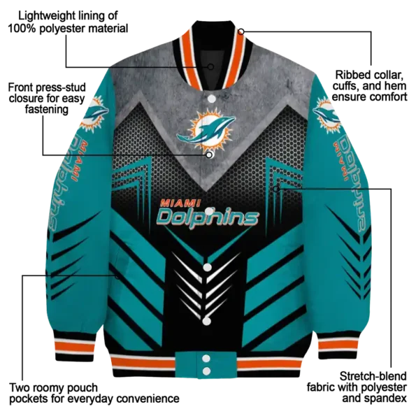 miami dolphins arrow layer aqua black varsity jacket new arrival