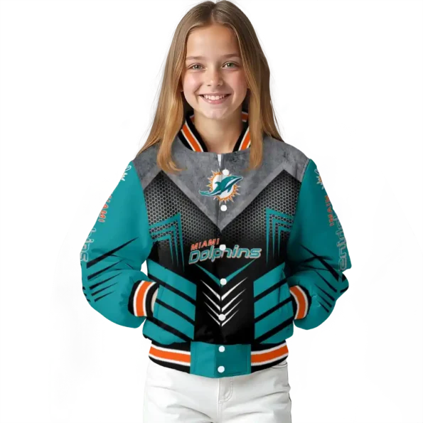 miami dolphins arrow layer aqua black varsity jacket top rated