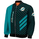 miami dolphins triple side stripes aqua black bomber jacket best selling