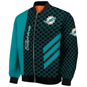 miami dolphins triple side stripes aqua black bomber jacket best selling