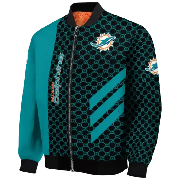 miami dolphins triple side stripes aqua black bomber jacket best selling