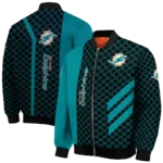 miami dolphins triple side stripes aqua black bomber jacket best selling
