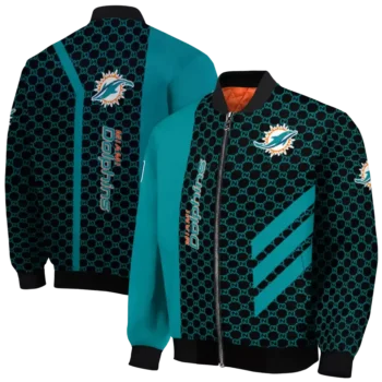 miami dolphins triple side stripes aqua black bomber jacket fashion forward