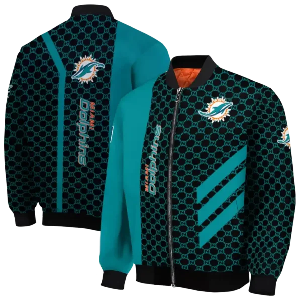 miami dolphins triple side stripes aqua black bomber jacket fashion forward