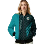 miami dolphins triple side stripes aqua black bomber jacket best selling