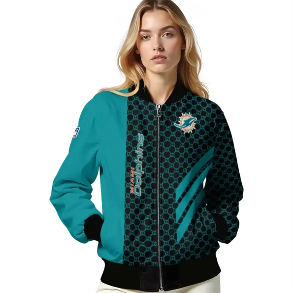 miami dolphins triple side stripes aqua black bomber jacket latest model
