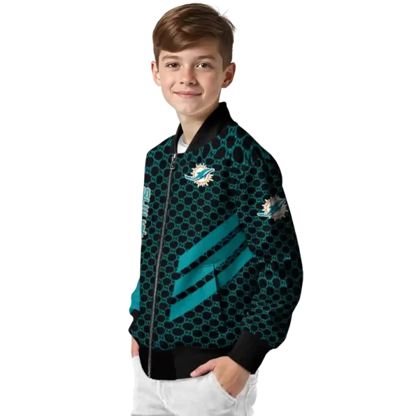 miami dolphins triple side stripes aqua black bomber jacket trendy