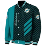 miami dolphins triple side stripes aqua black varsity jacket best selling