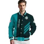 miami dolphins triple side stripes aqua black varsity jacket best selling