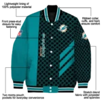 miami dolphins triple side stripes aqua black varsity jacket best selling